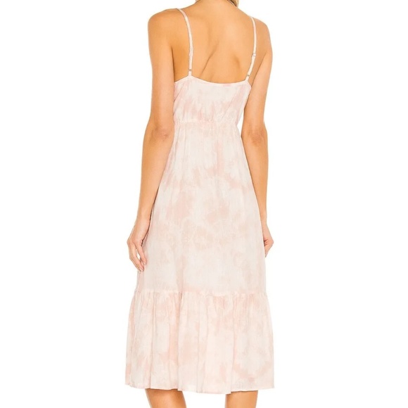 RAILS MIDI Dress XL LINEN Blend DELILAH Pink Tie Dye Adj. Spaghetti Straps $188 - Picture 3 of 13